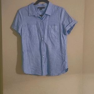 Blue and white Tommy Button up tee